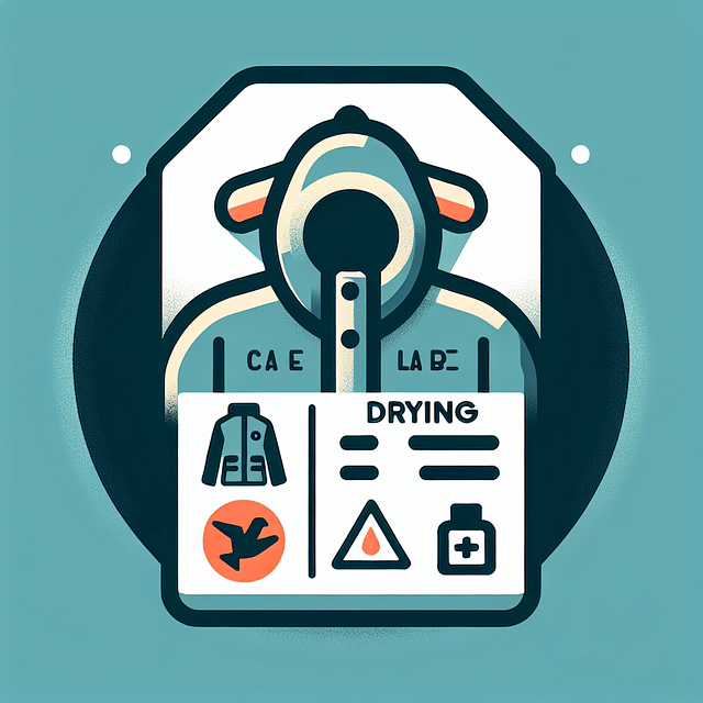 Care label on a Carhartt parka with the drying symbol highlighted