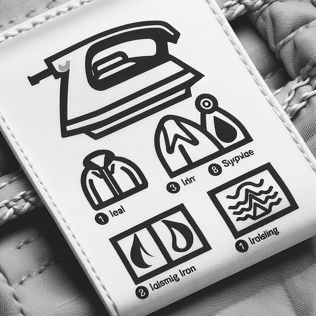 Care label on a Carhartt parka with the ironing symbol highlighted