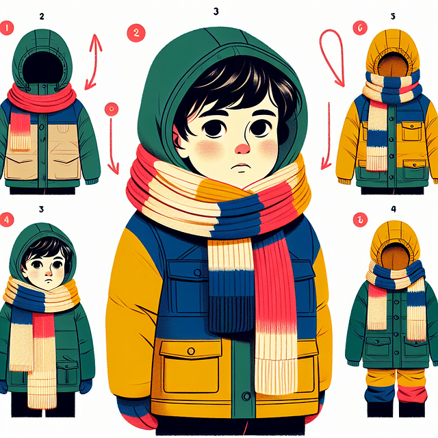 child with scarf and reflective parka