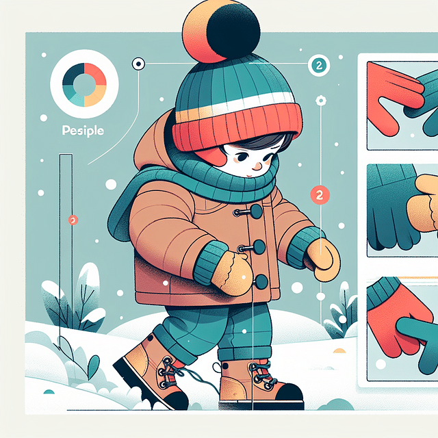 child with winter hat, gloves, and boots