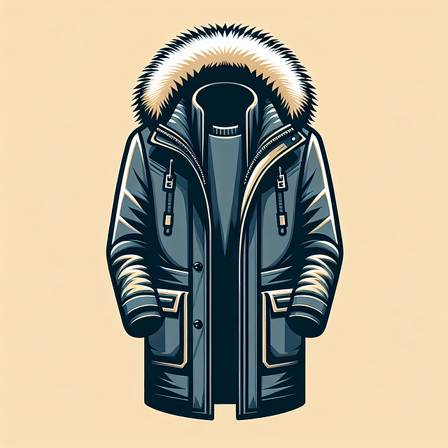 elegant men's parka with fur-lined hood