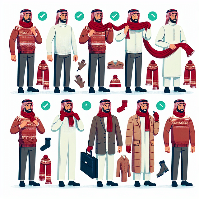 man layering clothing for winter