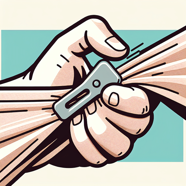 close-up of a seam being pulled to test strength