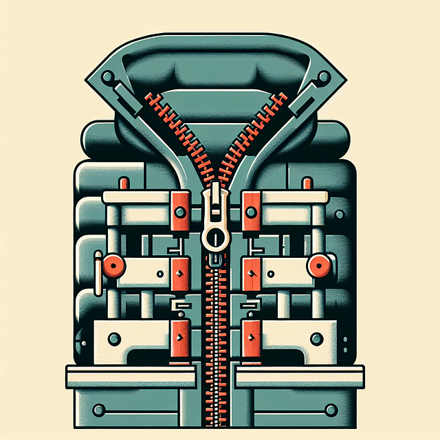 parka zipper being repeatedly zipped and unzipped in a machine