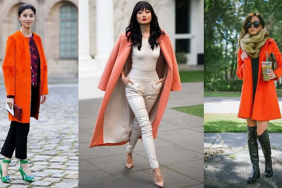 winter fashion with orange parka