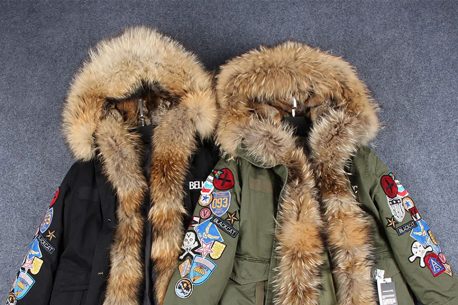 embroidered inner lining parka